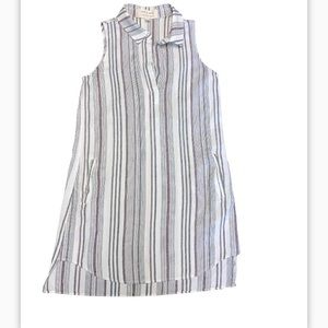 Cloth and Stone linen blend striped v neck sleeveless midi dress size XS